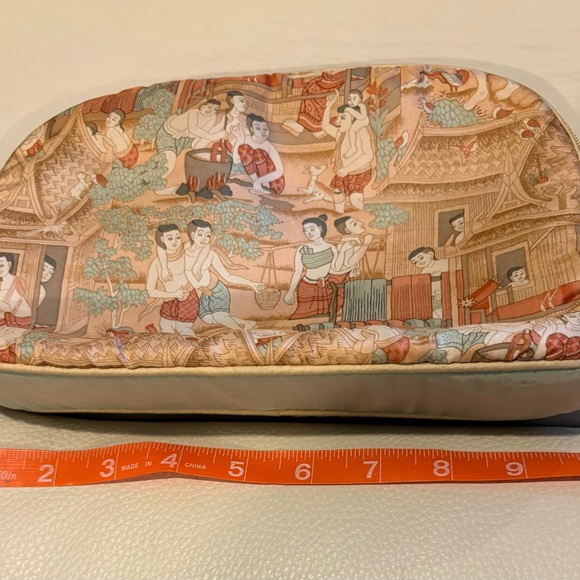 Jim Thompson Gorgeous Silk Leather Cosmetics Travel Bag Zip Closure - Picture 8 of 11